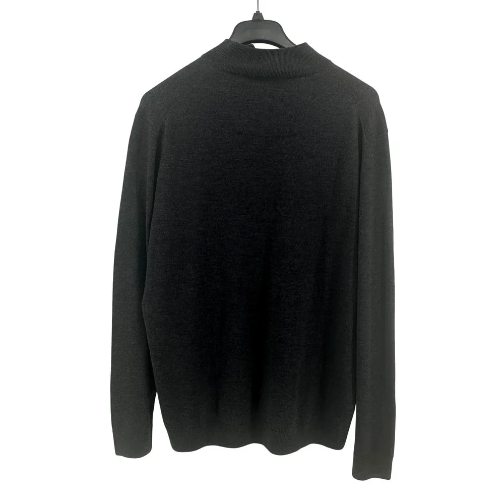 Beretta Quarter Zip Sweater Mens XL Charcoal Gray Solid 100% Merino Wool NWT